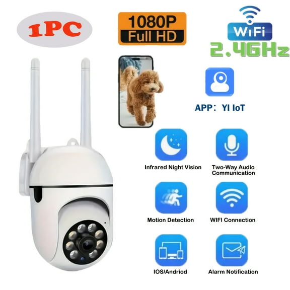 [Smart Security Camera]  IoT 1080P HD Smart Home Security Camera | Indoor, Auto Tracking, Day/Night Vision, Motion Detection, Two-Way Audio, 355 Pan 90 Tilt, Ultra Wide Viewing Angle,2.4GHz Wi-Fi