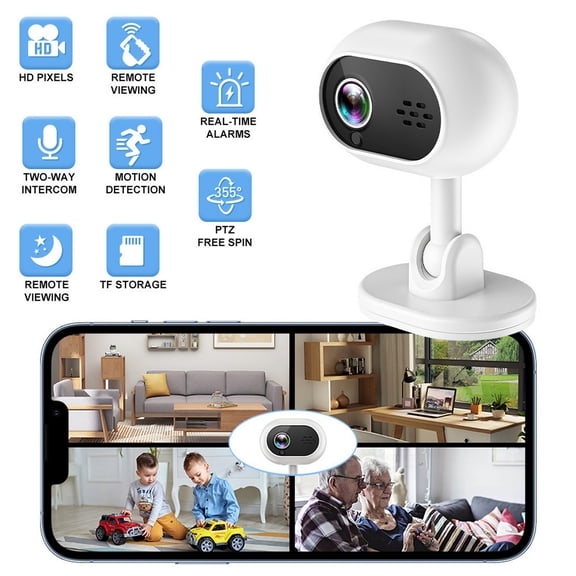 Smart Security Camera Plug-In Wireless WIFI HD Indoor Camera with IR Night Vision, Two-Way Audio,Smart Motion Detection