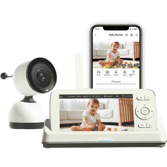 CreWear Portable 1080P HD Indoor Camera with 5'' Portable Monitor, 1 Count