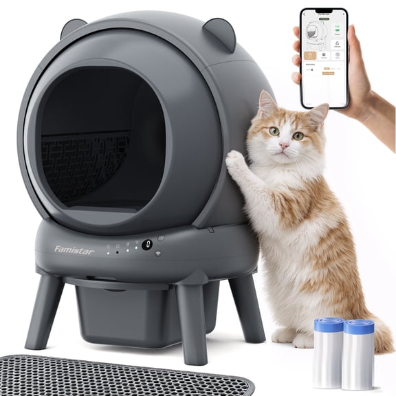 Automatic Self-Cleaning Cat Litter Box, Smart App Control, 8 Sensor Safety Protection, 100L Large Interior, 15L Waste Bin, Low Noise 35dB, for Multi-Cat Homes