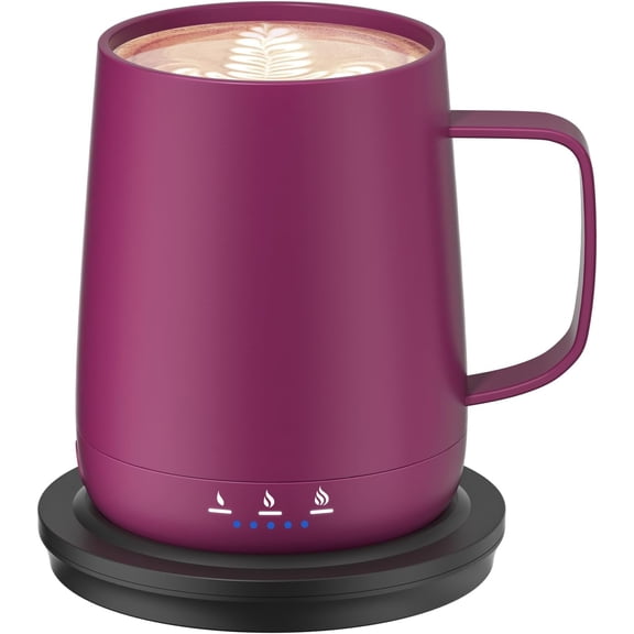 Smart Self Heating Coffee Mug,14oz Temperature Control Coffee Mug,Hot up to 150°F,Rechargeable Heated Coffee Mug,Up to 6H Battery Life,Coffee Cup Warmer,Great Gift for Coffee Lovers (Rose Red)