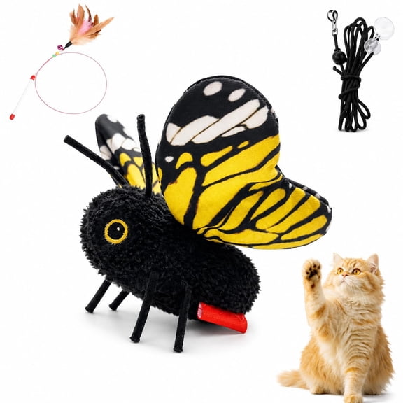 Smart Sensing Flapping Butterfly Cat Toy, Motion Activated Flapping Pet Toy for Indoor Cats, Automatic Fluttering Chase Toy