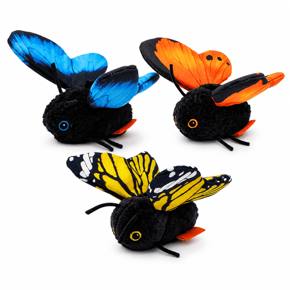 Smart Sensing Flapping Butterfly Cat Toy, Touch Activated Rechargeable Interactive Electric Bug Toy with Automatic Vibrating Wings for Indoor Cats and Kittens Self Play