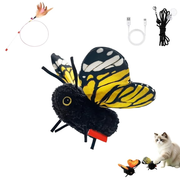 Smart Sensing Flapping Butterfly Toy Interactive Cat, Realistic Wing Motion Butterfly Cat Toy with Sensor Triggered Design for Kittens and Indoor Cats