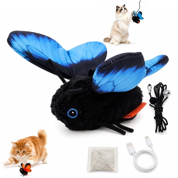 Smart Sensing Flapping Butterfly Toy Interactive Cat,Realistic Wing Motion Encourages Chasing Stalking Pouncing Soft Plush for Indoor Cats Exercise Play Relief Sensor Triggered