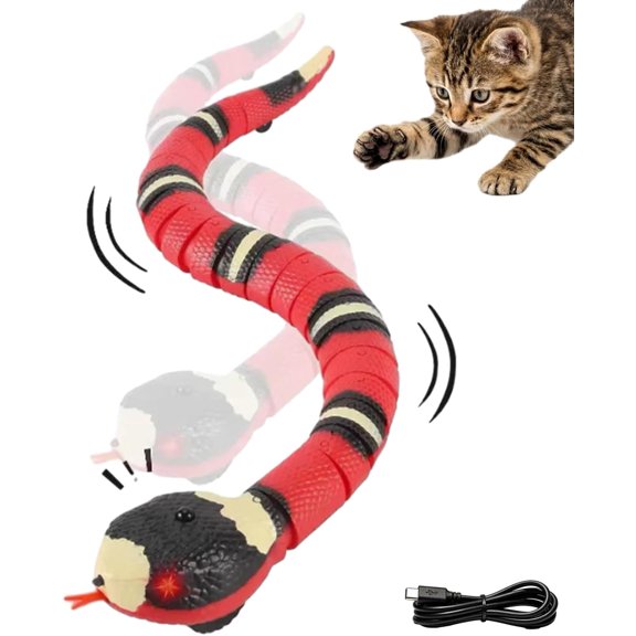 Smart Sensing Snake Cat Toy with Remote Control, Automatic Obstacle Avoidance Interactive Pet Play