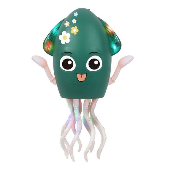 Smart Sensor Dancing Squid Toy with Lights Music Obstacle Avoidance for Interactive Play(Green)