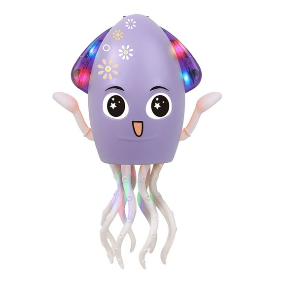 Smart Sensor Dancing Squid Toy with Lights Music Obstacle Avoidance for Interactive Play(Purple)
