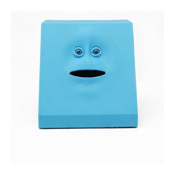 Smart Sensor Human Face Coin Bank Automatic Coin Absorbing Plastic Desktop Storage Box - BLUE