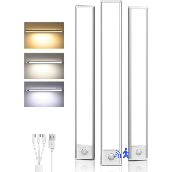 Smart Sensor Magnetic Rechargeable LED Lights, Motion Light Indoor with Magnetic Light Bar, USB-C Rechargeable Motion Lights for Under Cabinet Lighting
