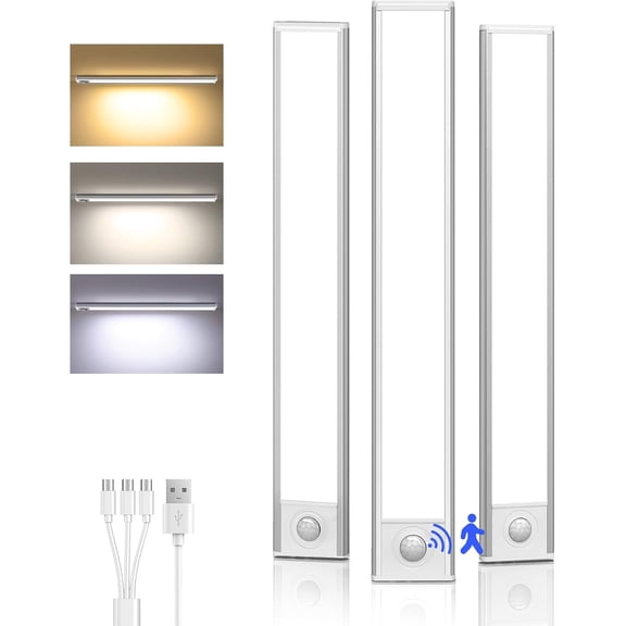 Smart Sensor Magnetic Rechargeable LED Lights, Motion Light Indoor with Magnetic Light Bar, USB-C Rechargeable Motion Lights for Under Cabinet Lighting