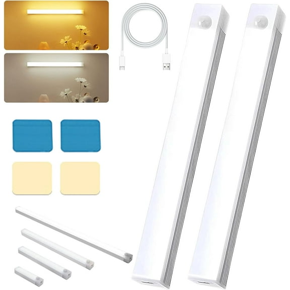 Smart Sensor Magnetic Rechargeable LED Lights, Punch-Free Motion-Activated Stick-On Night Light with USB Charging for Cabinet, Stairs, Fridge
