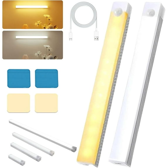 Smart Sensor Magnetic Rechargeable LED Lights, Punch-Free Motion-Activated Stick-On Night Light with USB Charging for Cabinet, Stairs, Fridge