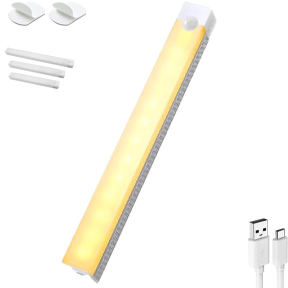 Smart Sensor Magnetic Rechargeable LED Lights,Self-Adhesive Wireless Intelligent Motion Human Body Induction Night for Closet, Pantry, Stairs, Dimmable