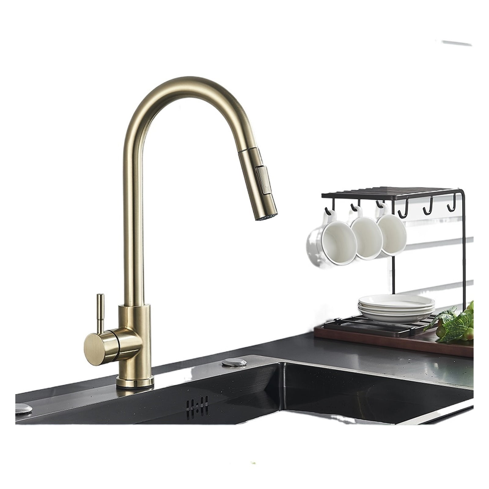 Smart Sensor Touch Kitchen Sink Faucet Brushed Nickel Poll Out Spout