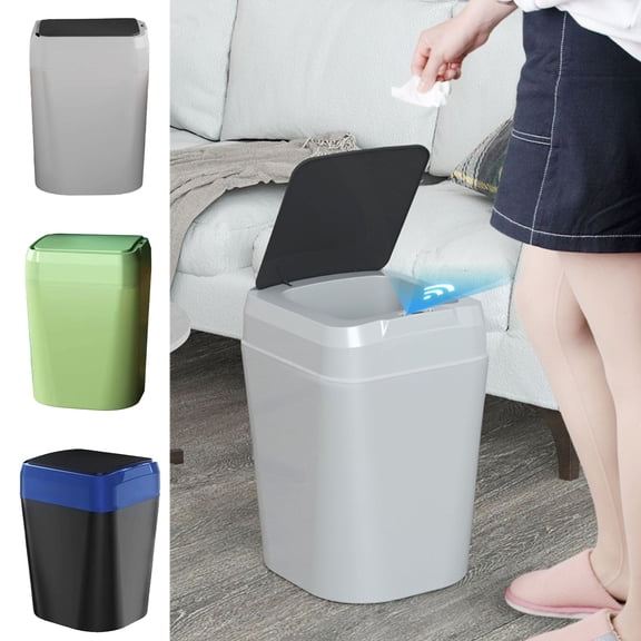 Smart Sensor Trash Can, Odor-Proof Kitchen Trash Can & Bathroom Garbage Bin with Lid, Auto-Open Small Trash Can for Home Office Bedroom Living Room, Green - Xuniizn