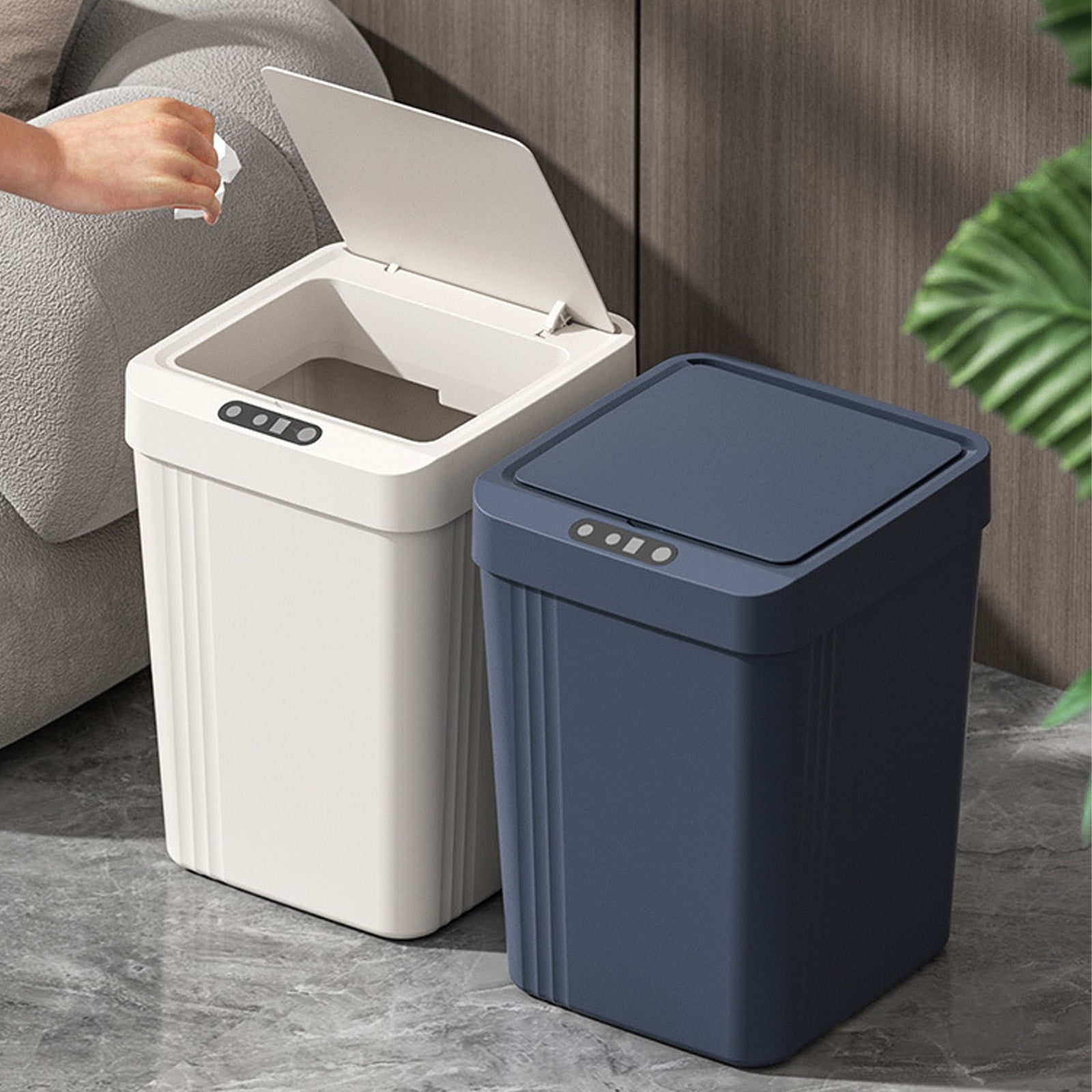 Smart Sensor Trash Can, Odor-Proof Kitchen Trash Can & Bathroom Garbage Bin with Lid, Auto-Open Small Trash Can for Home Office Bedroom Living Room, White - Xuniizn