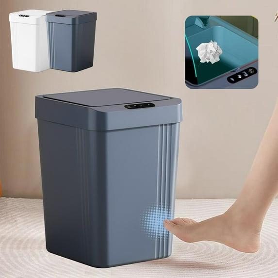 Smart Sensor Trash Can, Odor-Proof Kitchen Trash Can & Bathroom Garbage Bin with Lid, Auto-Open Small Trash Can for Home Office Bedroom Living Room, White - Xuniizn