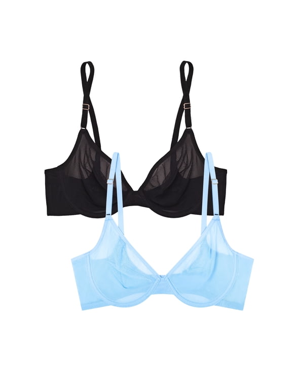 Women's 2-Pack Sheer Mesh Demi Underwire Bra