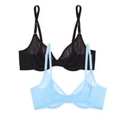Smart & Sexy Women's 2-Pack Sheer Mesh Demi Underwire Bra