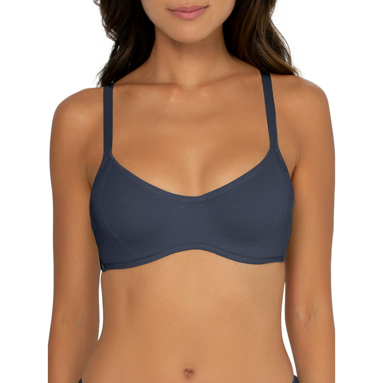 Cotton Unlined No-Wire Scoop Bra With Lace