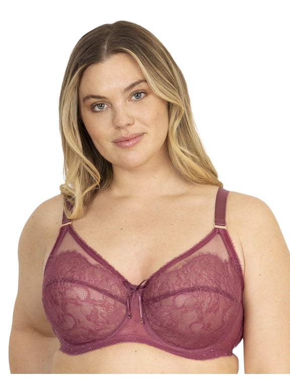 Women's Lace & Mesh Full Coverage Unlined Underwire Bra