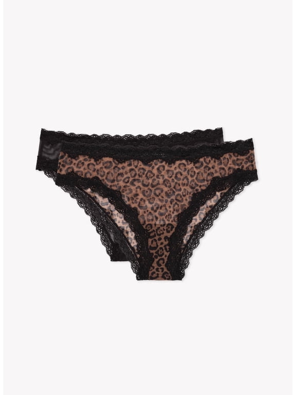 Women's 2-Pack Mesh & Lace Cheeky Brief Panties