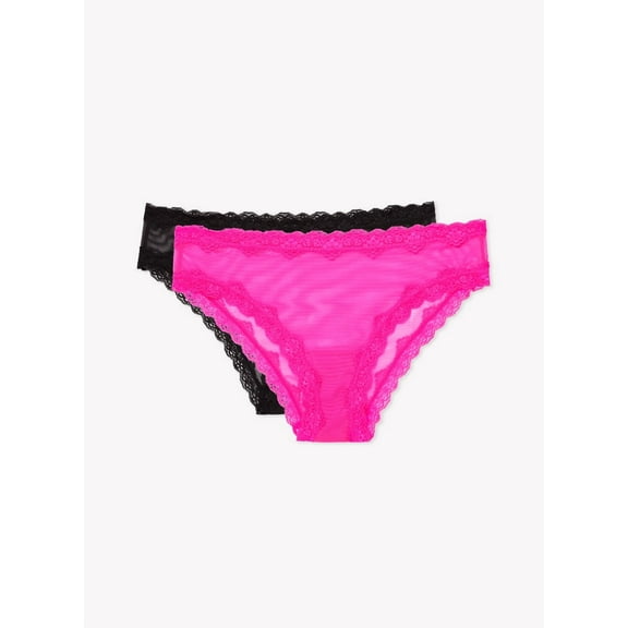 Smart & Sexy Women's 2-Pack Mesh & Lace Cheeky Brief Panties