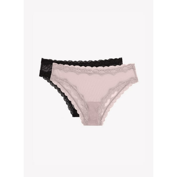 Smart & Sexy Women's 2-Pack Mesh & Lace Cheeky Brief Panties