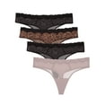 thumbnail image 1 of Smart & Sexy Women's Lace Trim Thong Panty 4-Pack, 1 of 5