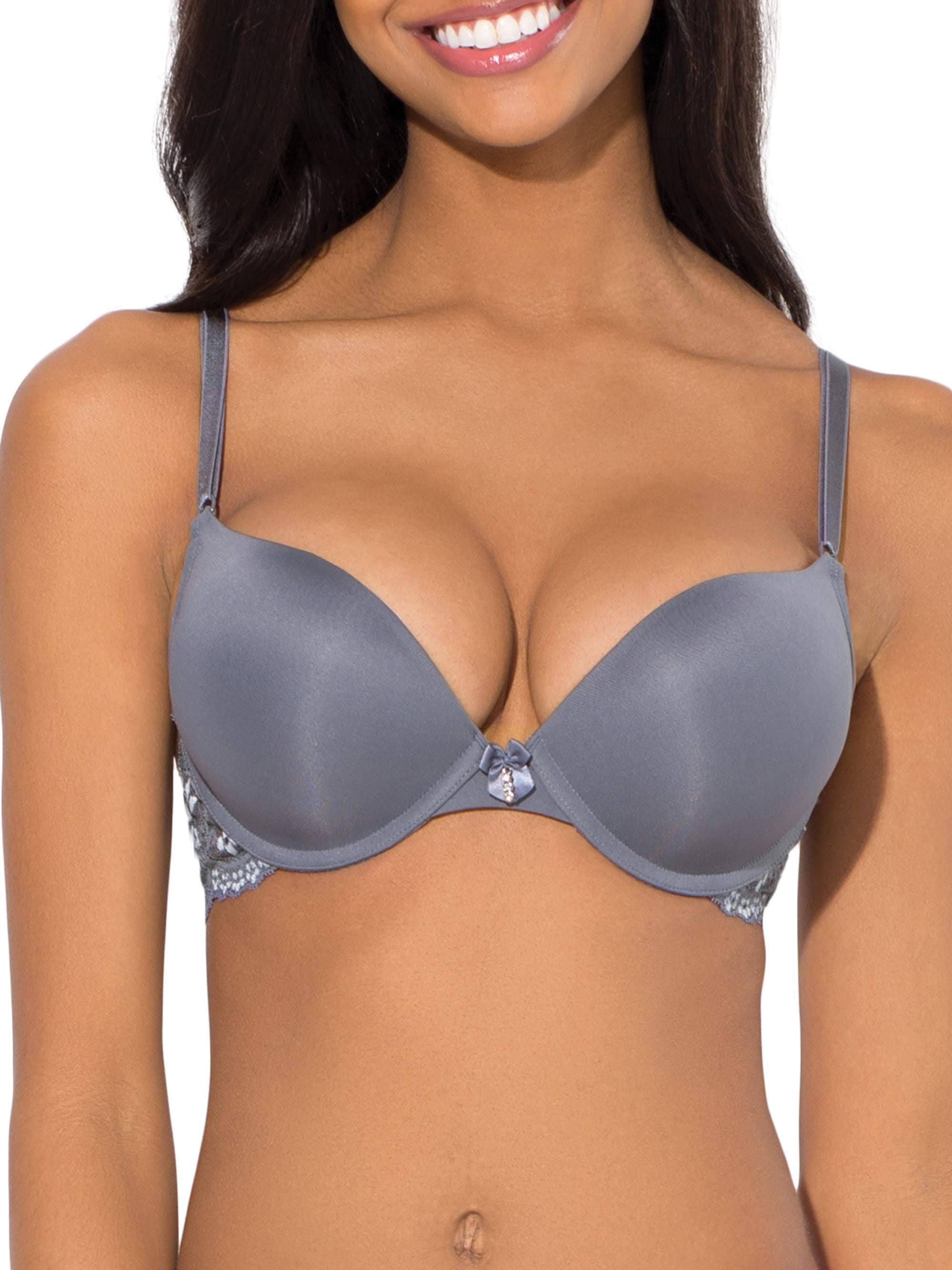 Buy Smart & Sexy Women's Maximum Cleavage Underwire Push up Bra, in the  Buff with Lace Wings, 36B at