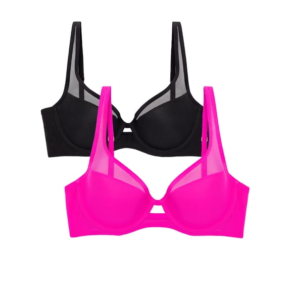 Smart & Sexy Women's Mesh Plunge Bra, Single and 2-Pack