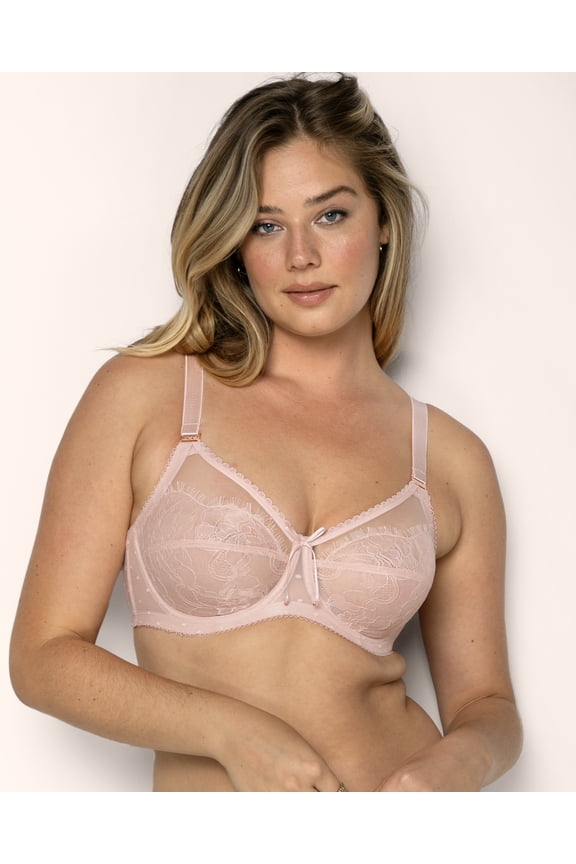 Women's Plus Size Retro Lace & Mesh Unlined Underwire Bra
