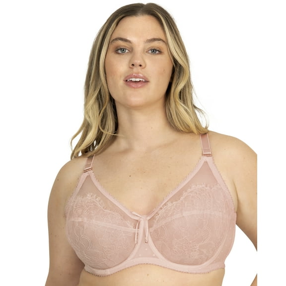 Smart & Sexy Women's Plus Size Retro Lace & Mesh Unlined Underwire Bra