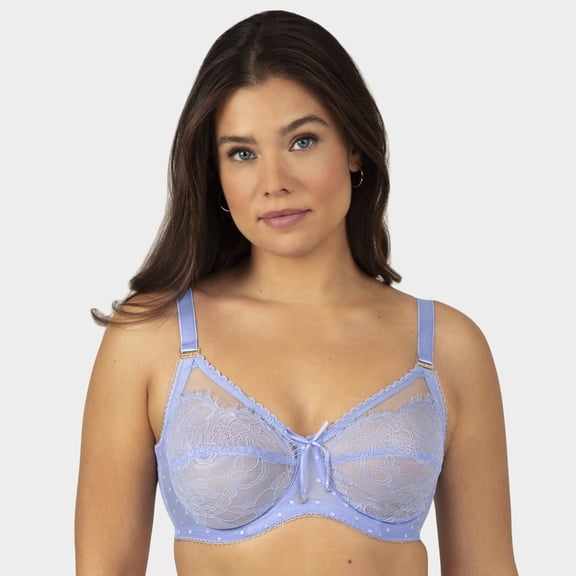 Smart & Sexy Women's Plus Size Retro Lace & Mesh Unlined Underwire Bra