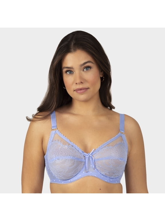 Women's Plus Size Retro Lace & Mesh Unlined Underwire Bra