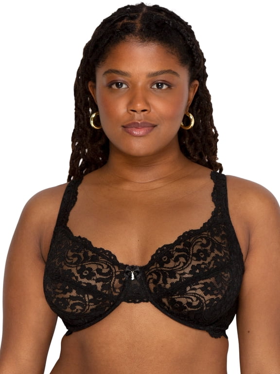 Women's Plus Size Signature Lace Unlined Underwire Bra with Added Support