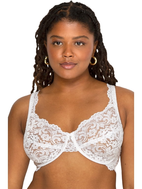 Women's Plus Size Signature Lace Unlined Underwire Bra with Added Support