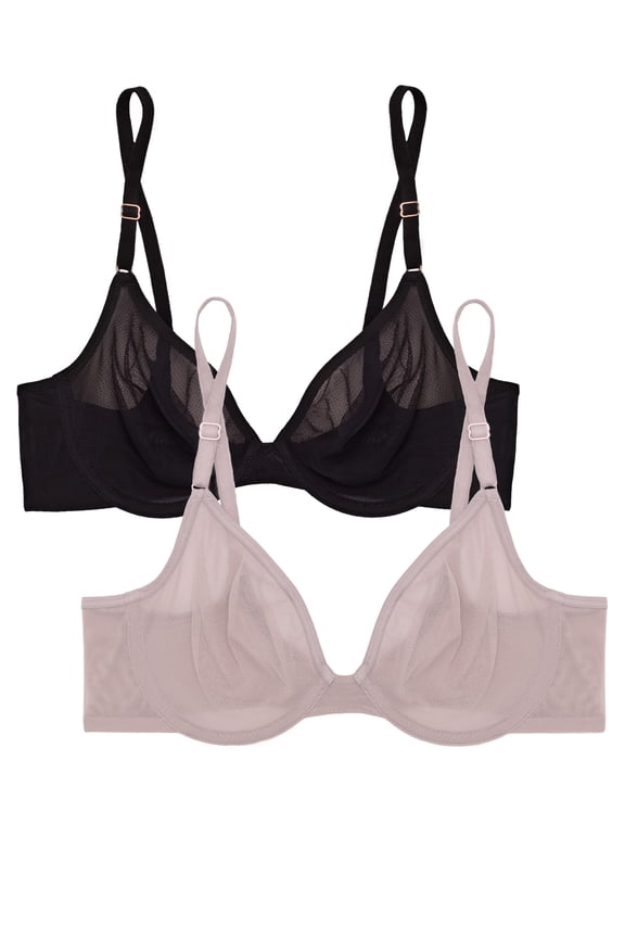 Women's Sheer Mesh Demi Underwire Bra, Single and 2-Pack
