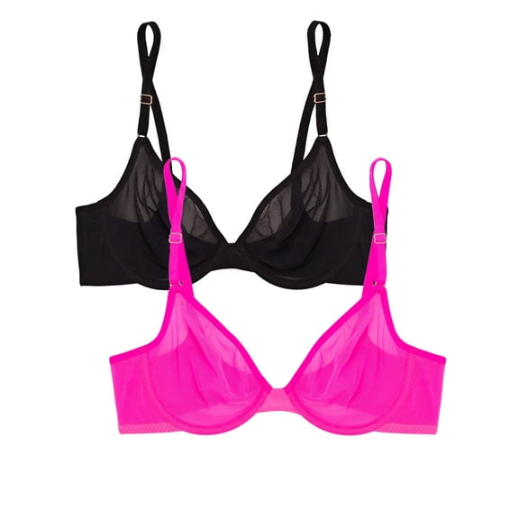 Smart & Sexy Women's 2-Pack Sheer Mesh Demi Underwire Bra