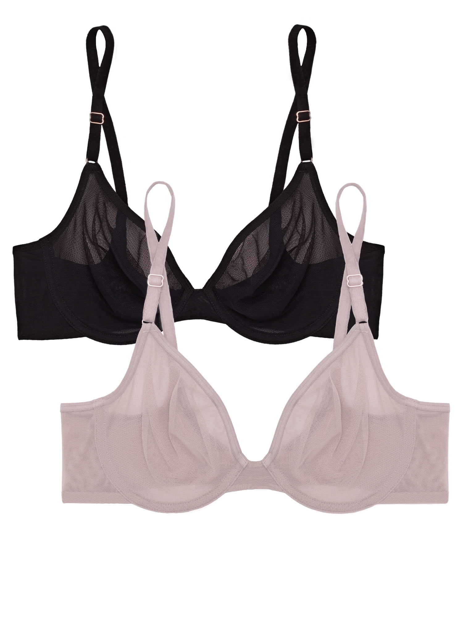 Smart & Sexy Women's 2-Pack Sheer Mesh Demi Underwire Bra – Flirty &  Supportive