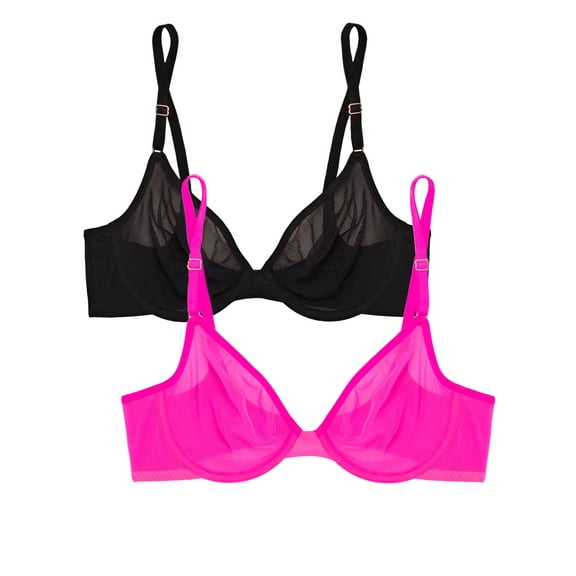 Smart & Sexy Women's Sheer Mesh Demi Underwire Bra, Single and 2-Pack