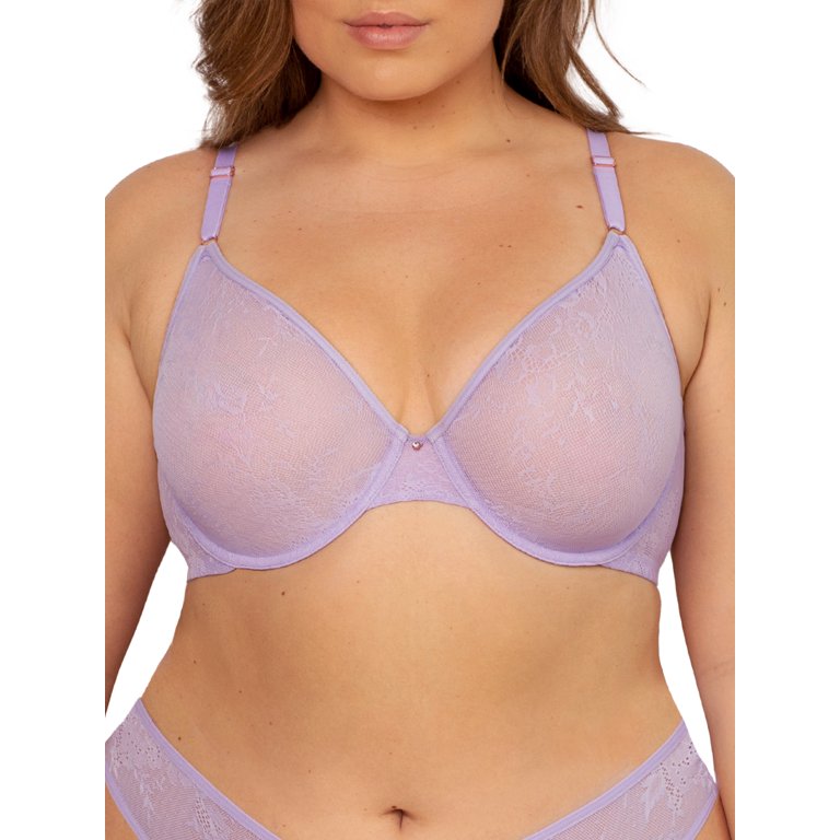 Wingslove Women's Sexy Lace Sheer Bra Demi Mesh Balconette See