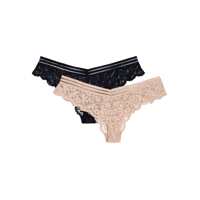 Pack of 2 pairs of Sexy Fashion cotton lace bikini knickers in