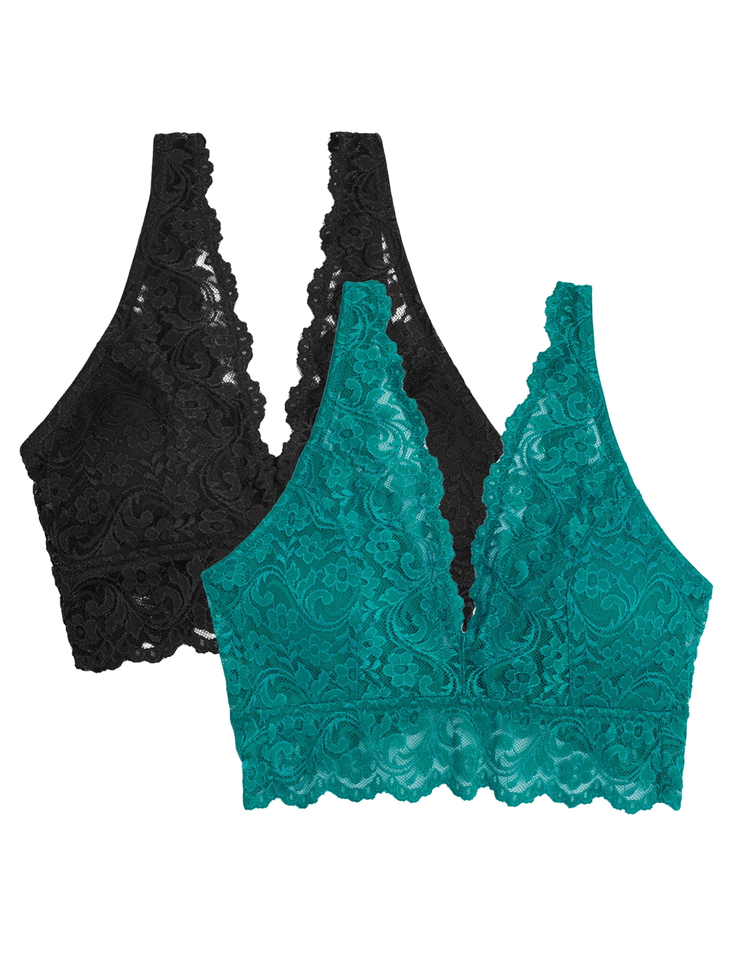 Smart & Sexy Women's Signature Lace Deep V Bralette, 2-Pack, Style
