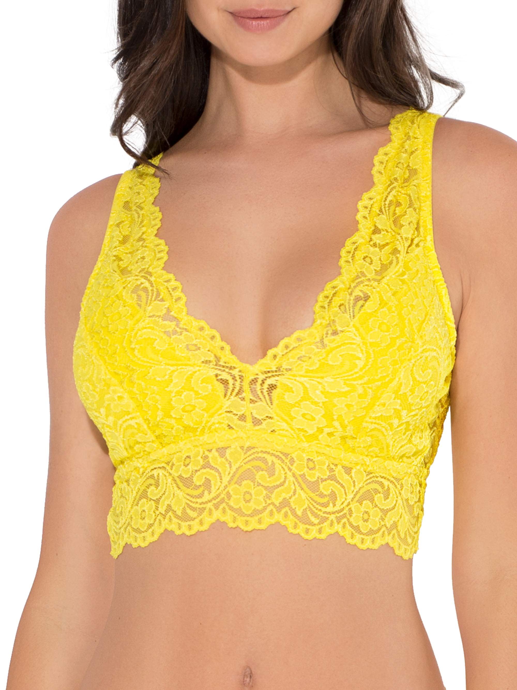Only Hearts So Fine Sheer Lace Bralette by at Free People, Yellow Shade, L  - ShopStyle Bras