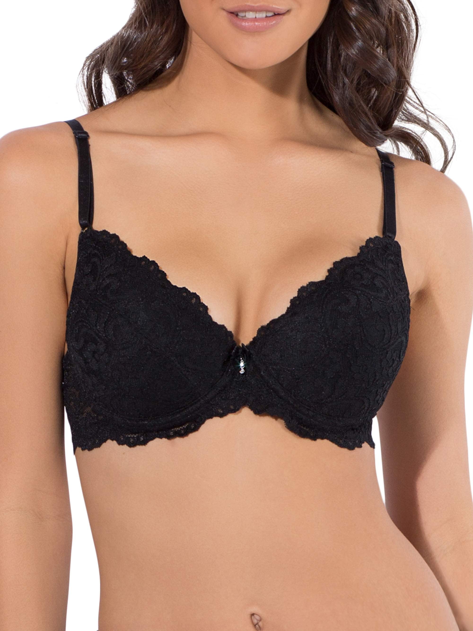Women Push Up Bra Plus Size Underwire Lace Everyday Bra 36C (Black Nude) :  : Clothing, Shoes & Accessories