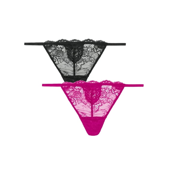 Smart & Sexy Women's Temptation Lace V-String Thong Panty 2-Pack