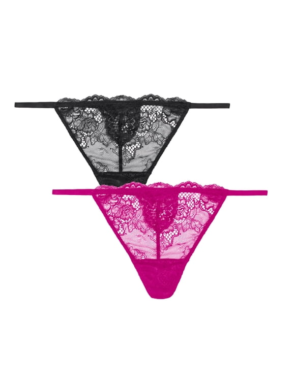 Women's Temptation Lace V-String Thong Panty 2-Pack