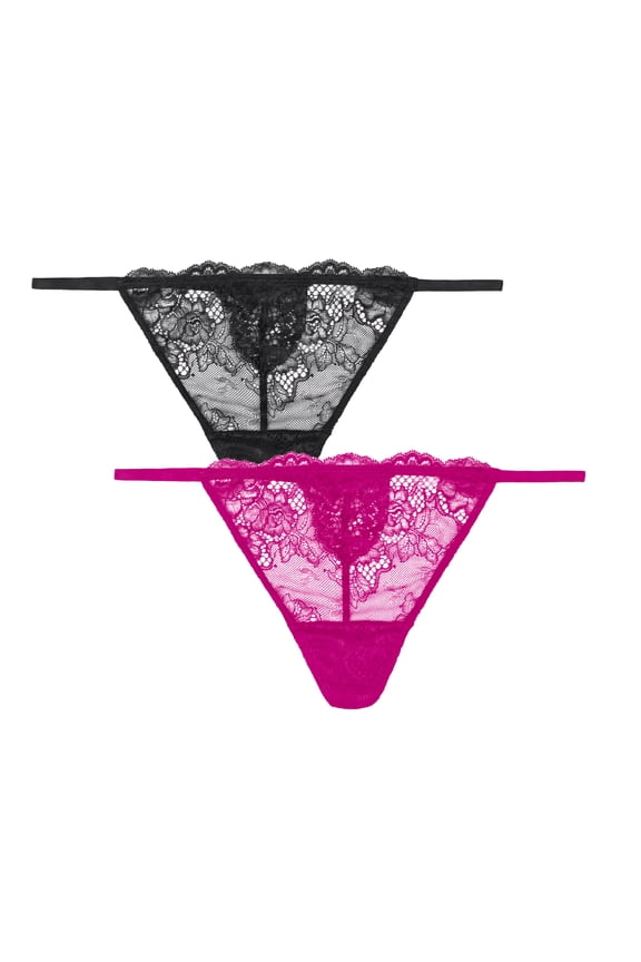 Women's Temptation Lace V-String Thong Panty 2-Pack